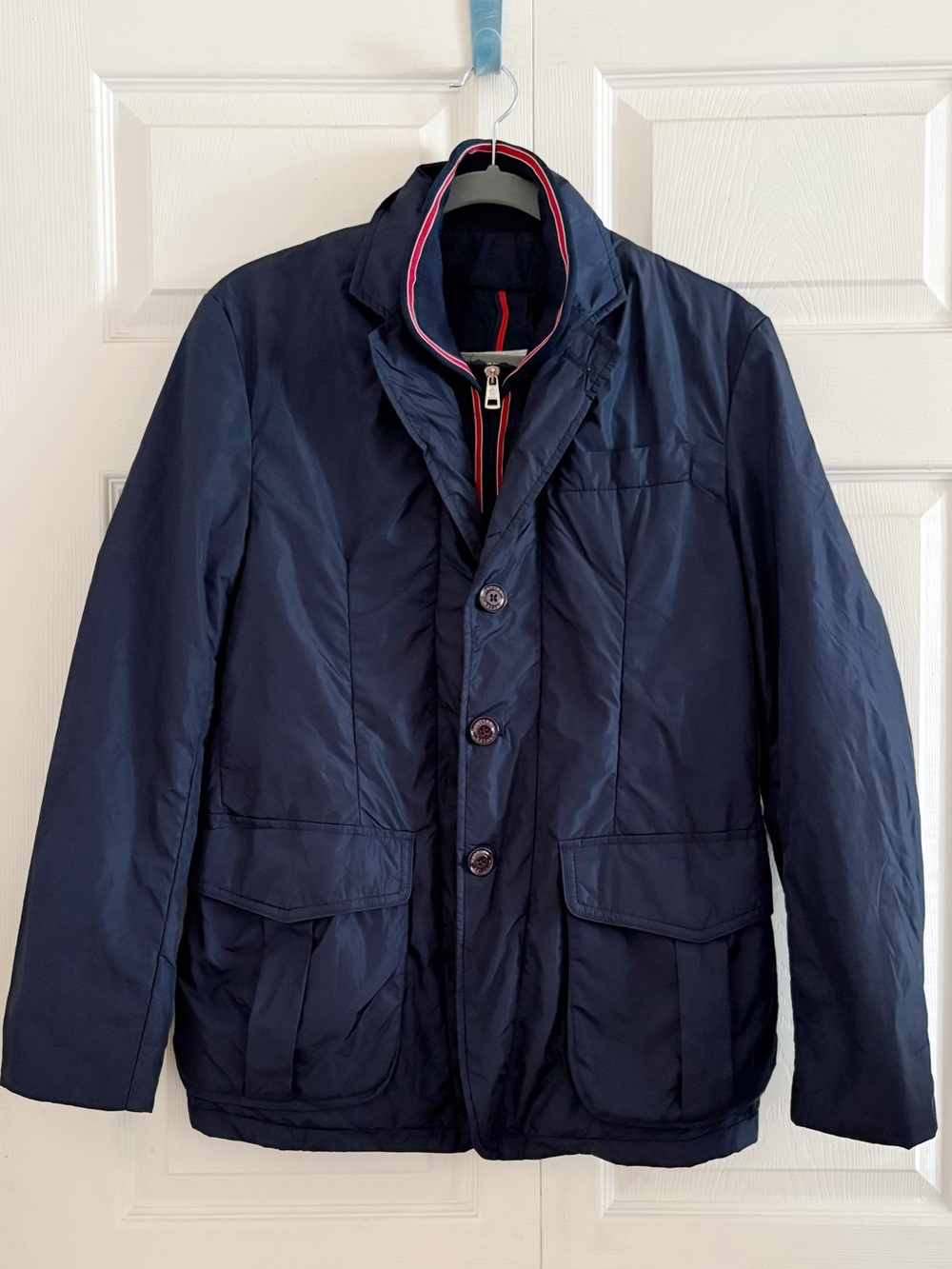 Moncler Navy Lightweight Button-Front Jacket with Zip Placket Men’s size 2 M